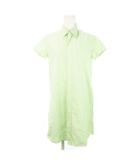ラルフローレン RALPH LAUREN RALPH シャツワンピース ひざ丈 半袖 コットン オックスフォード生地 9 緑 グリーン /AH18 ■GY99