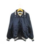  ゼット ZETT グラウンドコート ジャケット ブルゾン フロントスナップボタン 光沢感 ライン 野球 S-M 紺 ネイビー B0G-305 /MN12 ■GY99