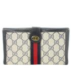 グッチ GUCCI オールドグッチ GGスプリーム 長財布 ロング ウォレット シェリーライン インターロッキング レザー PVC 青 ブルー /XZ ■GY11