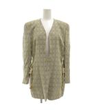 ジョルジオアルマーニ GIORGIO ARMANI ノーカラージャケット 絹 シルク 40 イタリア製 ベージュ グレー 総柄 /GV ■GY50