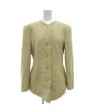 ジョルジオアルマーニ GIORGIO ARMANI ノーカラージャケット ウール 総裏地 イタリア製 総柄 ベージュ /GV ■GY50