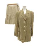 バーバリーズ Burberrys ヴィンテージ スーツ セットアップ テーラードジャケット ラップスカート 3B ノーベント チェック 9 麻 リネン ベージュ 白 ホワイト /GV ■GY50