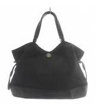 トリーバーチ TORY BURCH トートバッグ ハンド ナイロン レザー 切り替え ロゴ ゴールド金具 黒 ブラック /XZ ■GY14