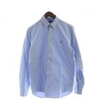ラルフローレン RALPH LAUREN ボタンダウンシャツ 長袖 シャンブレー ステンカラー ロゴ S 青 ブルー ■GY14 /MQ
