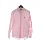 ラルフローレン RALPH LAUREN ボタンダウンシャツ 長袖 シャンブレー ストライプ ロゴ S 白 ホワイト ピンク ■GY14 /MQ