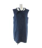 Sマックスマーラ 'S Max Mara ノースリーブワンピース ひざ丈 42 紺 ネイビー リボンタイ 肩装飾 ビジュー /KW ■GY99