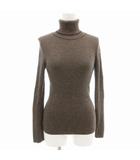 イエナ IENA ニット カットソー 長袖 タートルネック ボーダー ウール 黒 ブラック 茶 ブラウン /MQ