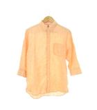 エーグル AIGLE リネンシャツ M オレンジ 七分袖 ボタンダウンカラー 胸ポケット /CK13 ■GY99