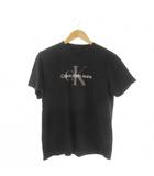 Tシャツ M 黒 ブラック 半袖 ロゴプリント ラウンドネック /CK16 ■GY99