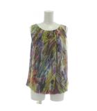 マックスマーラ MAX MARA 白タグ ブラウス ノースリーブ クルーネック 総柄 マルチカラー /XZ ■GY99