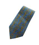 エルメス HERMES ネクタイ ワイドタイ ベルト柄 総柄 絹 シルク ロゴ 青 ブルー ■GY47 /MQ ■OH