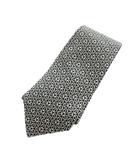 エルメス HERMES ネクタイ ワイドタイ 絹 シルク ロゴ 総柄 黒 ブラック 白 ホワイト ■GY47 /MQ ■OH