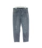 デニム ジーンズ S ブルー ダメージ加工 色落ち加工 ボタンフライ /PP ■GY99