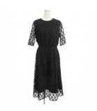 ビームスハート BEAMS HEART ワンピース M 黒 ブラック レース ラウンドネック 七分袖 /MN14 ■GY99
