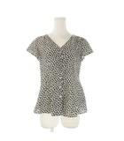 イエナ IENA シャツ ブラウス 紺 ネイビー 花柄 Vネック 半袖 /CK21 ■GY99