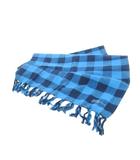 ソフネット SOPHNET. ストール マフラー コットン チェック ヘリンボーン フリンジ 青 ブルー /CK3 ■GY99