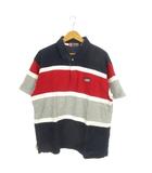 チャップス CHAPS ラルフローレン RALPH LAUREN ポロシャツ L 紺 赤 グレー ストライプ柄 ポロカラー 半袖 /MN34 ■GY99