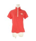 パーリーゲイツ PEARLY GATES ゴルフウェア ポロシャツ 1 コーラルピンク ボーダー柄 ハーフジップ 半袖 /AO31 ■GY99