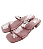 B&Y ユナイテッドアローズ BEAUTY&YOUTH ビューティー&ユース 2ラインサンダル フェイクレザー スクエアトゥ チャンキーヒール 38 24.5〜25cm ボルドー /XZ ■GY99