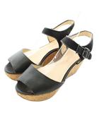 ミッシェルクラン MICHEL KLEIN サンダル レザー オープントゥ ウェッジソール ストラップ 23㎝ 黒 ブラック /XZ ■GY99