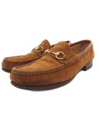 グッチ GUCCI ホースビット ローファー シューズ スエード ゴールド金具 36 茶 ブラウン /FF ■GY12