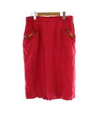 セリーヌ CELINE タイトスカート 44 赤 レッド リボン金具 膝丈 ヴィンテージ フランス製 /PP ■GY50