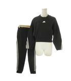 アディダス adidas セットアップ スウェット S 黒 ブラック クロップド丈 長袖 ジョガーパンツ スリーストライプス /AO1 ■GY99