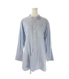アーバンリサーチ URBAN RESEARCH チュニック シャツ F 青 ブルー バンドカラー 長袖 ストライプ柄 /AO21■GY99