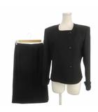 ハーディエイミス HARDY AMIES formal スーツ セットアップ 上下 ノーカラージャケット タイトスカート 9 黒 ブラック /AH27 ■GY99