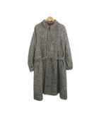 ハレ HARE ステンカラーコート S 黒 ブラック 白 ホワイト ベルト付き ヘリンボーン 比翼 /MN7 ■GY99