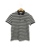バーバリーブラックレーベル BURBERRY BLACK LABEL ポロシャツ 3 黒 ブラック グレー 半袖 ロゴ刺繍 ボーダー /MN20 ■GY99