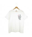 エンドレスサマー The Endless Summer TES Tシャツ カットソー サーフ XL 白 ホワイト 半袖 ラウンドネック 胸ポケット プリント フレンチブルドッグ /MN21 ■GY99
