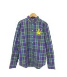 トミー TOMMY ボタンダウンシャツ 長袖 エンブレム刺繍 チェック XL 紫 パープル /CK12 ■GY99