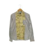 ソフネット SOPHNET. シャツ 長袖 切り替え 迷彩柄 カモフラ ストライプ柄 S 黒 ブラック /AH24 ■GY99