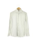 シーケーカルバンクライン ck Calvin Klein ワイシャツ Yシャツ L 白 ホワイト ホリゾンタルカラー 長袖 ストライプ柄 /AO33 ■GY99