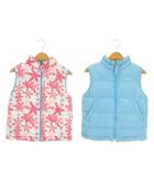 エルエルビーン L.L.BEAN リバーシブルダウンベスト アウトドア 女の子用 M ピンク 青 ブルー スタンドカラー 花柄 /AO9 ■GY99