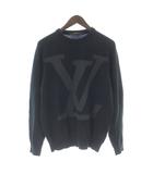 ニット セーター 長袖 イタリア製 コットン 綿 ビッグLVロゴ S 黒 ブラック /MW ■GY01