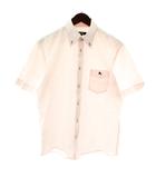 バーバリーブラックレーベル BURBERRY BLACK LABEL ボタンダウンシャツ 半袖 チェック柄 ロゴ 刺繍 3 ピンク /XZ ■GY99