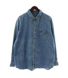 エディーバウアー EDDIE BAUER ボタンダウンシャツ デニム 長袖 ロゴ 刺繍 XL 青 ブルー /XZ ■GY99