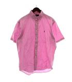 ラルフローレン RALPH LAUREN ボタンダウンシャツ 半袖 チェック柄 ロゴ 刺繍 M ピンク /XZ ■GY99
