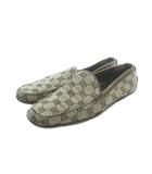 グッチ GUCCI 091003 ドライビングシューズ スクエアトゥ GGキャンバス 36 茶 ブラウン ■GY35 /MQ ■OH