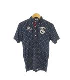 フィラ FILA GOLF ポロシャツ ゴルフ ボタンダウン 半袖 ドット ロゴ M 紺 ネイビー /CK17 ■GY99