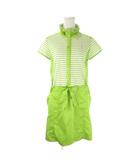 マンシングウェア MUNSINGWEAR Grand Slam ワンピース ゴルフ M 緑 グリーン ボーダー柄 半袖 スタンドカラー /AO34 ■GY99