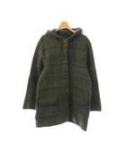マドモアゼルノンノン mademoiselle NON NON ダッフルコート ウール ニット チェック グリーン グレー L /MY ■OS ■GY44
