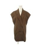 ローリーズファーム LOWRYS FARM ベスト F 茶 ブラウン テーラードカラー ダブルブレスト 半袖 リボン /MN32 ■GY99