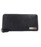カルバンクライン CALVIN KLEIN 美品 長財布 ウォレット 紺 ネイビー 型押し ラウンドファスナー /IL ■GY99