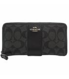 コーチ COACH 長財布 ウォレット 黒 ブラック モノグラム柄 ジップアラウンド ロゴプレート /IL ■GY99