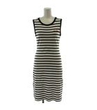 ブルックスブラザーズ BROOKS BROTHERS ワンピース XS 白 ホワイト 黒 ブラック ボーダー ノースリーブ ひざ丈 /GG ■GY99