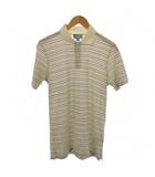ダンヒル dunhill ポロシャツ S 白 ホワイト 黒 ブラック ストライプ柄 半袖 /LP ■GY99