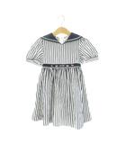 セリーヌ CELINE ワンピース 子ども服(女の子用) 100 紺 ネイビー 白 ホワイト ストライプ柄 セーラーカラー 半袖 /CK12 ■GY99